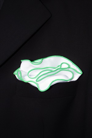 Round-Hanky-Wht-Green-16094