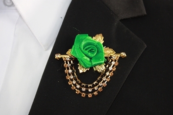 Flower-Chain-Lapel-Green