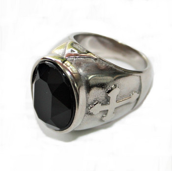 Clergyring-3-Silver-Blk-Stone