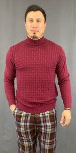 L.S-Mock-Neck-Viscose-Shirt-Burg-V8006