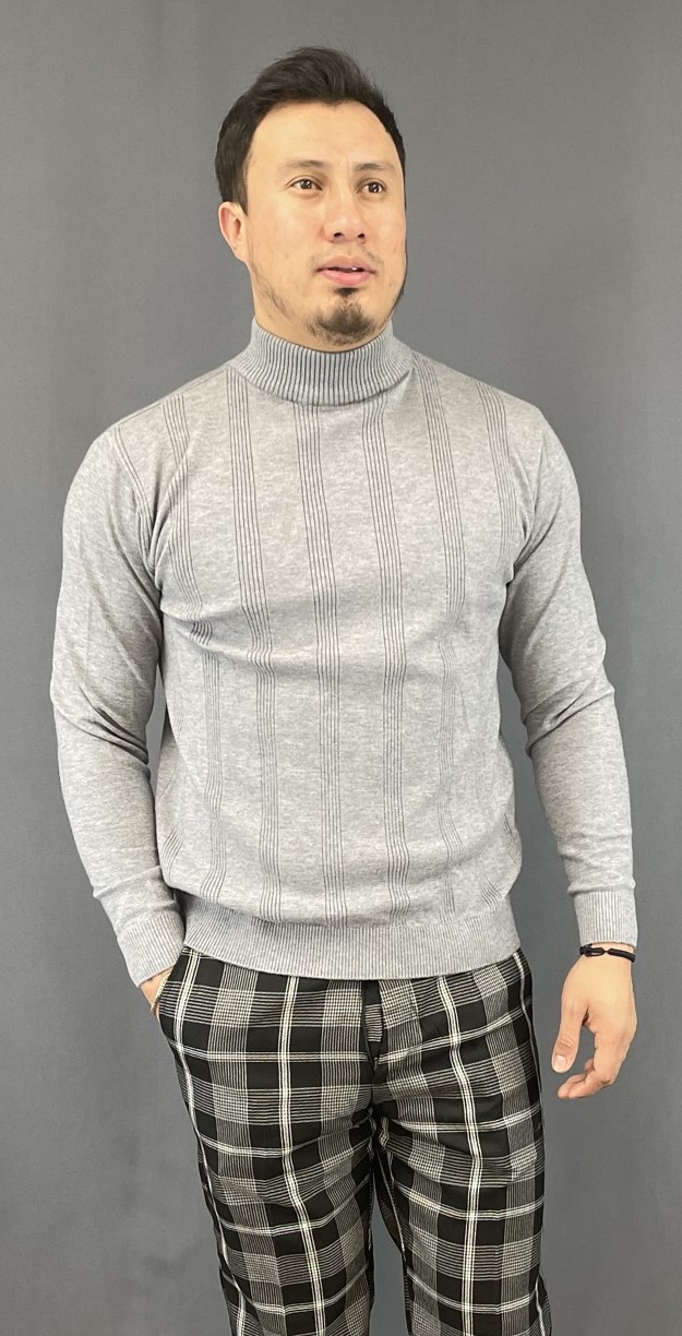 L.S-Mock-Neck-Viscose-Shirt-Grey-V8008