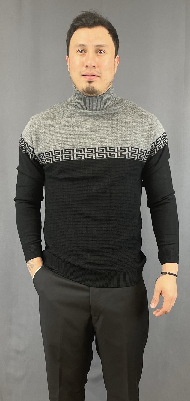 LS-Greek-Turtle-Neck-Shirt-Black-Grey-V7006