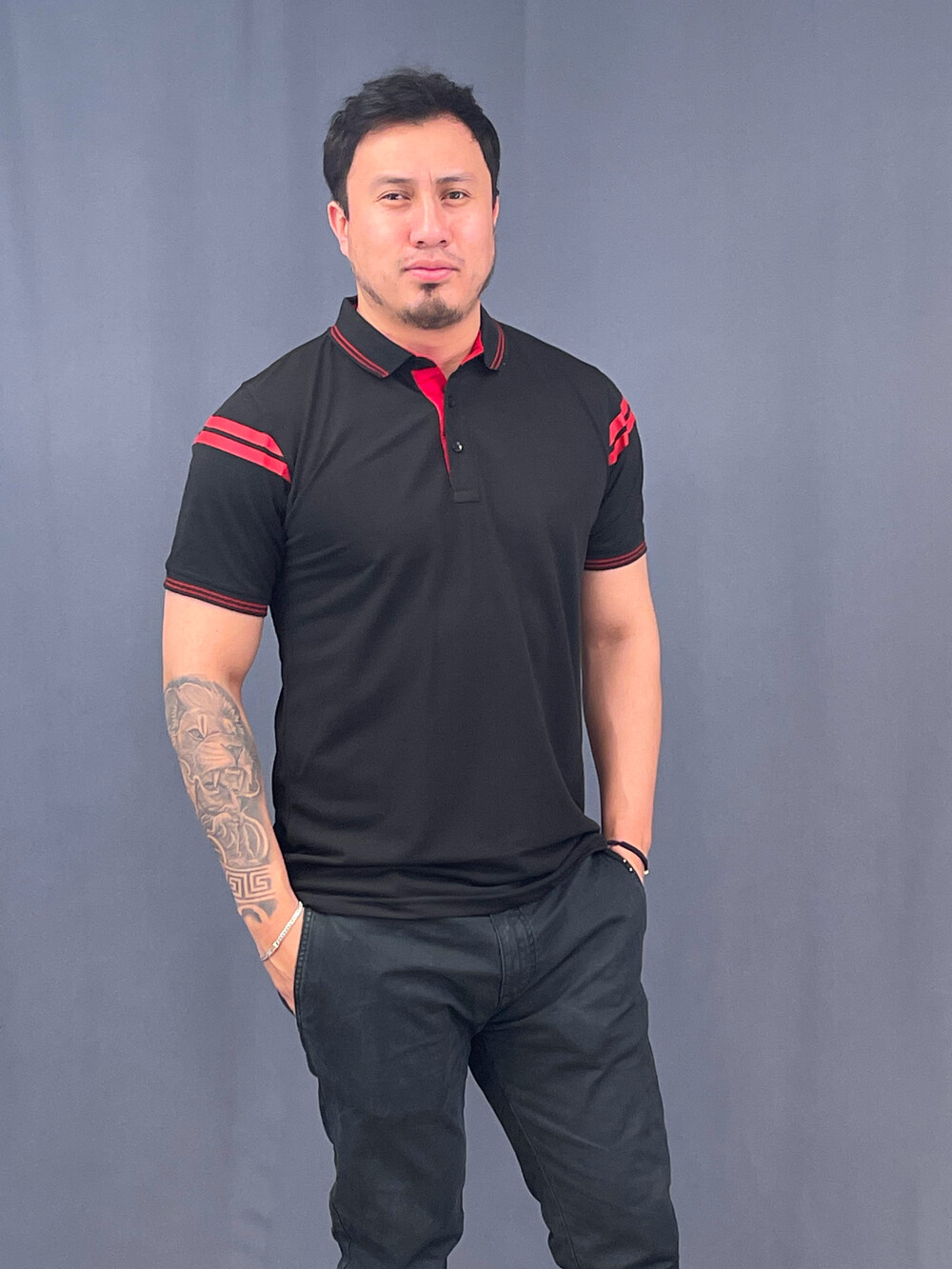 Polo-Shirt-Blk-Red